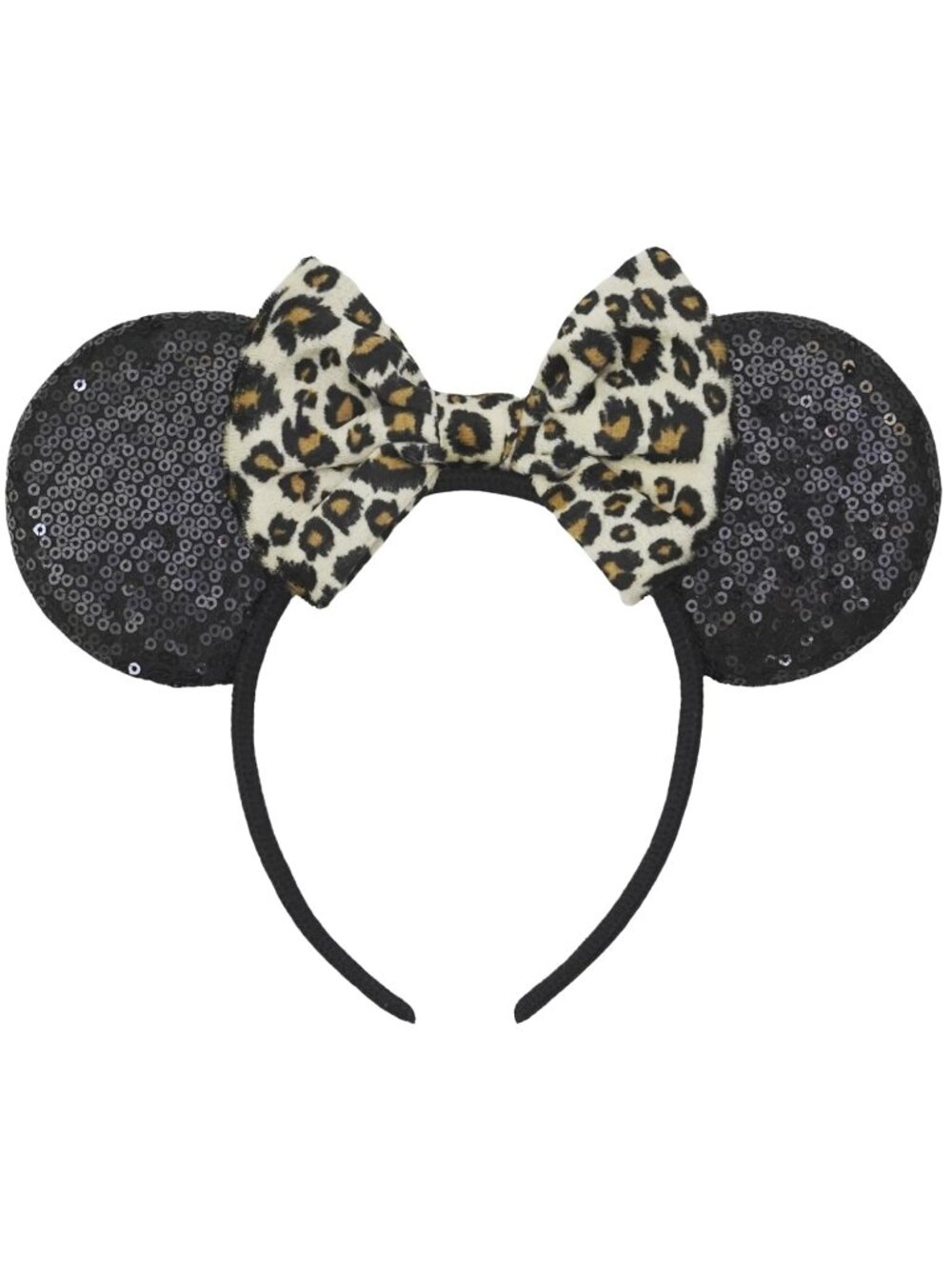 Women Leopard Print Ghost plastic Anti-Slip Sequin Mickey Mouse Headband